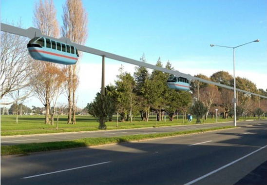 A futuristic vision of how public transport could look in Tauranga. (Photo / SkyCabs)