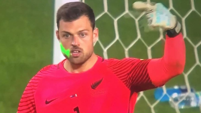 All Whites goalkeeper Stefan Marinovic had lasers directed at him during the team's World Cup qualifying match against Peru in Lima.