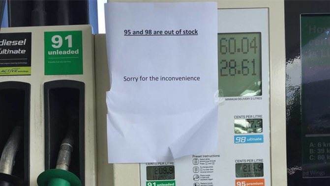 The BP on Jervois Rd is among some petrol stations to have run out of stock on some petrol. (Photo / Tess Nichol)
