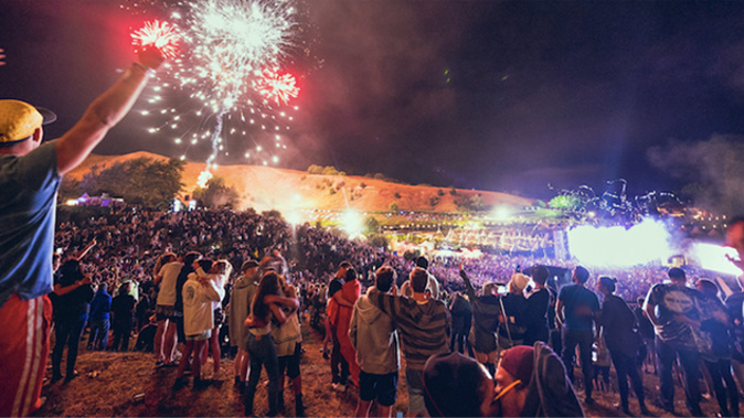 Revellers enjoy a fireworks display at Rhythm and Vines 2015. (Photo: Jared Donkin)