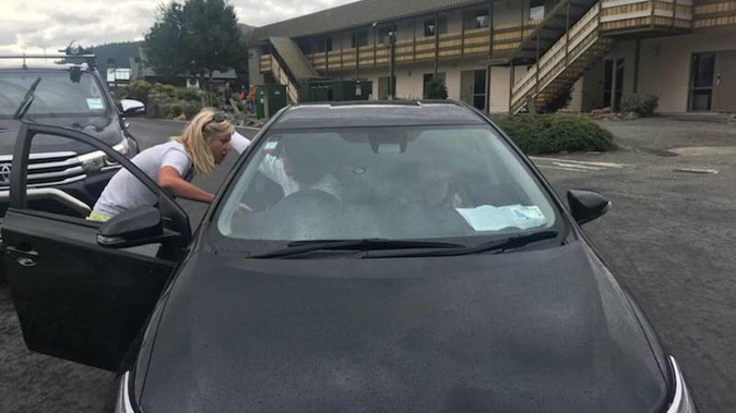 Amy Hollamby lays down the law to another driver she says overtook on a blind corner. (Photo / Facebook)