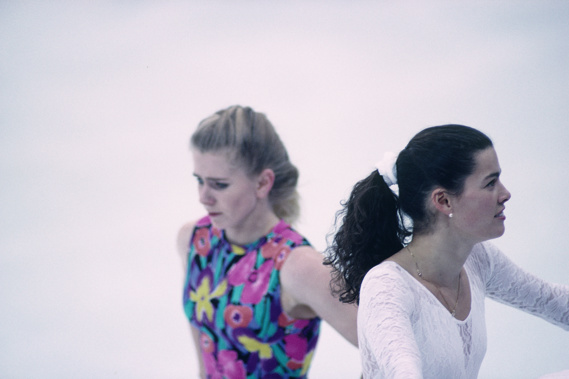 Tonya Harding and Nancy Kerrigan at a training session before the 1994 Winter Olympics. (Photo / Getty)