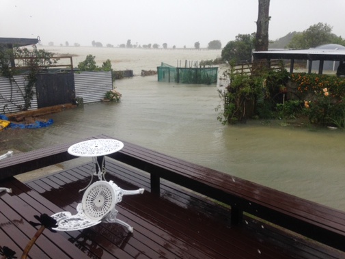 The flooding in Kaiaua. (Photo / Barbara Campbell)