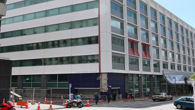 Defence House in Wellington as severely damage in the Kaikoura Earthquake in 2016. (Photo \ Twitter-WellingtonNZRR)