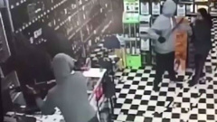 Security footage captures two incidents a Thirsty Liquor store in Otara was robbed. Supplied by Gurneet Mander