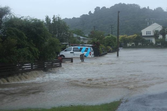 Greymouth can now breathe a sigh of relief as the heavy rain that flooded the town heads noth. (Photo \ Greymouth Star)