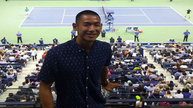 Tyler Nii, from California. The young traveller was the passenger in the last of nine pairs to leave the NZONE skydiving plane on Wednesday. (Photo: Player Capital Tennis Facebook)