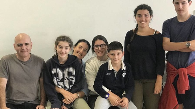 Left to right: Gabriel, Irati, Anabel, Leiree, Inigo, Amaia and Michael Ros.