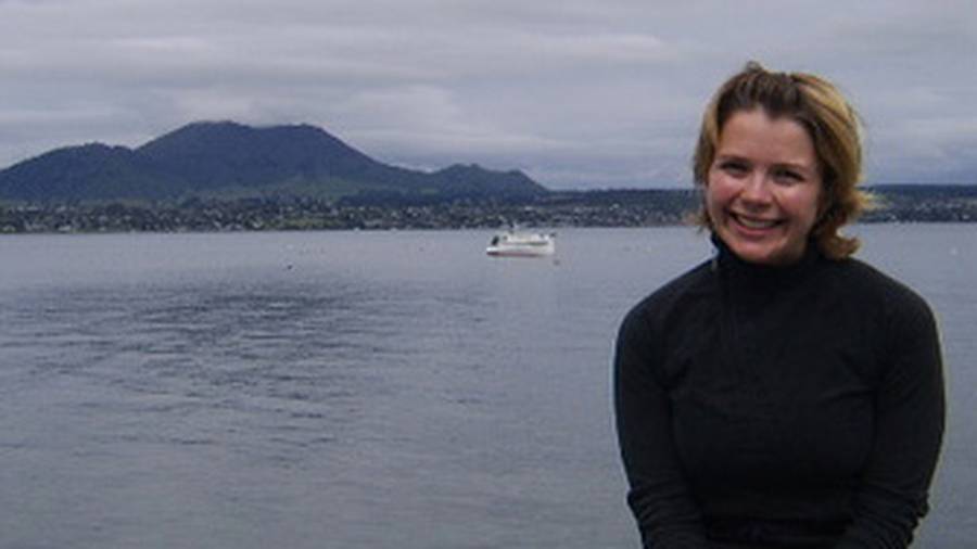 The brutal killing of Karen Aim - seen here posing by the Taupo lakeside - shocked both New Zealand and Britain. (Photo / Supplied)