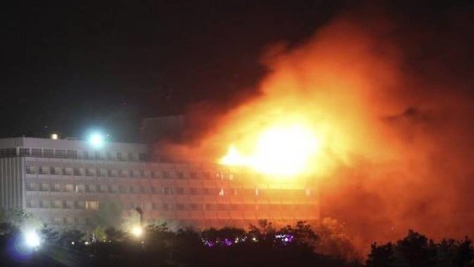 Smoke and flames at the Intercontinental hotel. (Photo / Twitter)