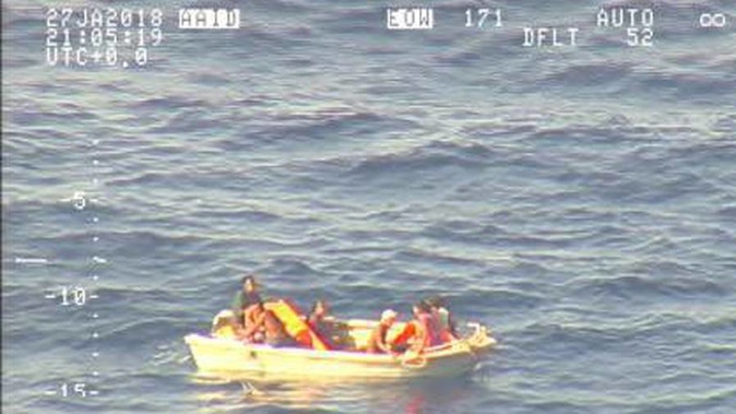 Seven people have been found on a dinghy thought to be one of two on the Kiribati ferry which went missing more than a week ago. (Photo / NZDF)