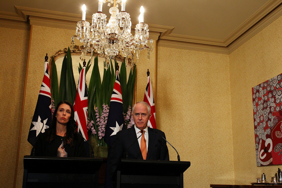 Jacinda Ardern with Aussie counterpart Malcolm Turnbull. (Photo / Getty)