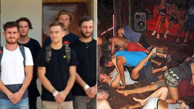 The tourists were arrested for what police describe as "pornographic dancing". (Photo / Cambodia Police)
