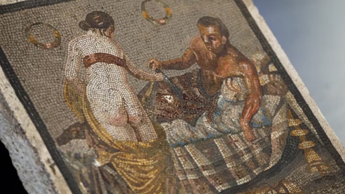 A mosaic returned to the Archaeological Park of Pompeii after being looted in World War II. Photo / Archaeological Park of Pompeii