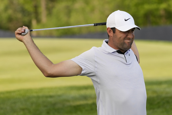 Scottie Scheffler reacts after missing a shot on the 14th hole during the final round of the PGA Championship golf tournament at Oak Hill Country Club on Sunday, May 21, 2023, in Pittsford, N.Y. Photo / AP
