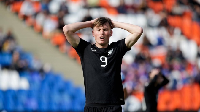 Oliver Colloty of New Zealand reacts after missing a chance against USA. Photosport