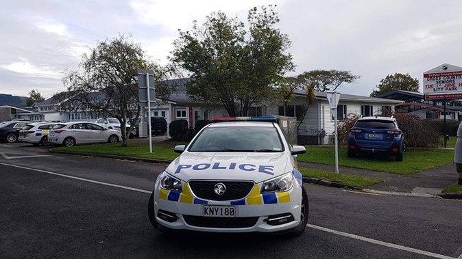 Police outside Te Puke Primary School this morning. Photo / Stuart Whitaker