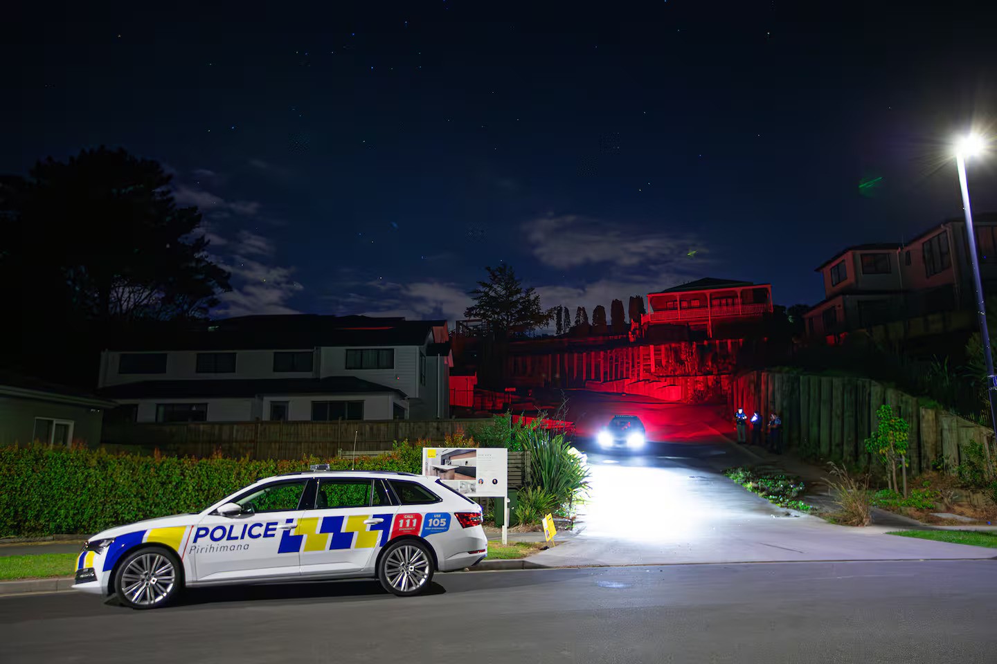 Police at the scene in Mackay Dr where the woman was found earlier this week. Photo / Hayden Woodward