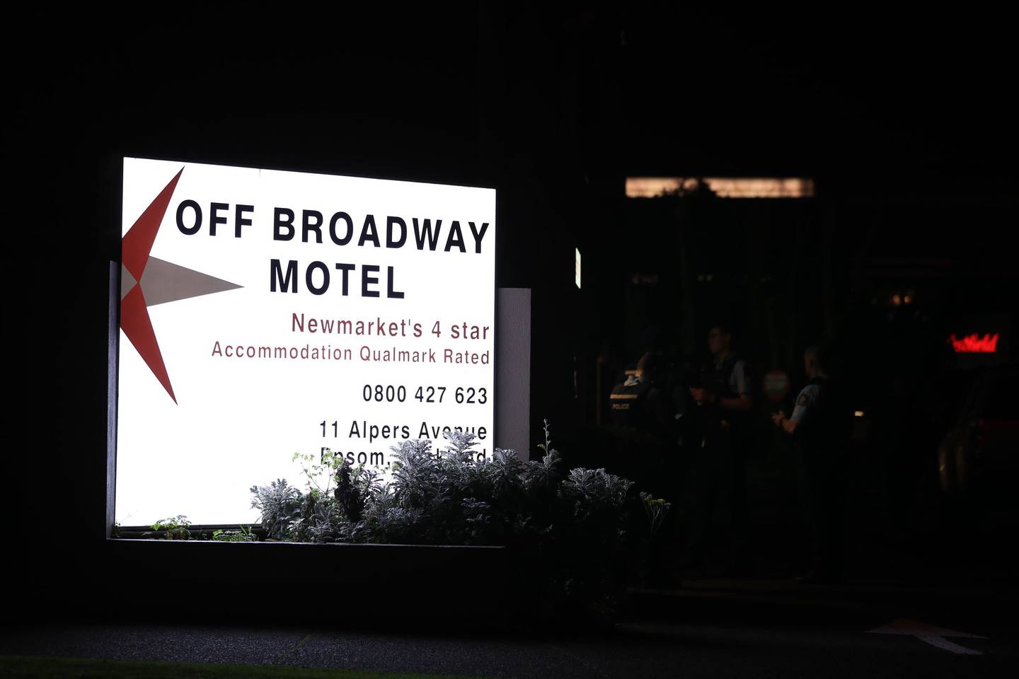 Emergency services were called to the Off Broadway Motel in Epsom around 7.25pm on Wednesday. Photo / Hayden Woodward