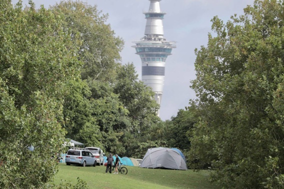 Anti-mandate protesters have been camping at Auckland Domain since Saturday. Photo / Michael Craig