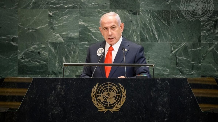 Israeli Prime Minister Benjamin Netanyahu addresses the United Nations General Assembly in New York. Photo / File