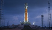 NASA's 322-foot-tall Artemis II Space Launch System rocket and Orion spacecraft stand on Launch Complex 39B at Kennedy Space Center on March 31, 2026 in Cape Canaveral, Florida. (Photo by Chip Somodevilla/Getty Images)