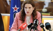 Nicola Willis during her announcement on supermarkets in her Beehive office, Parliament, Wellington. Photo / Mark Mitchell
