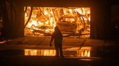 Powerful winds fuel multiple fires across Los Angeles area. Photo / Getty Images / Apu Gomes
