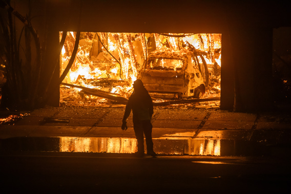 Powerful winds fuel multiple fires across Los Angeles area. Photo / Getty Images / Apu Gomes