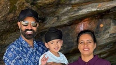Father Simranjeet Singh with his wife Sumeet Sumeet and 2-year-old son Agambir Singh Dhanju, who were in a fatal crash last December.
