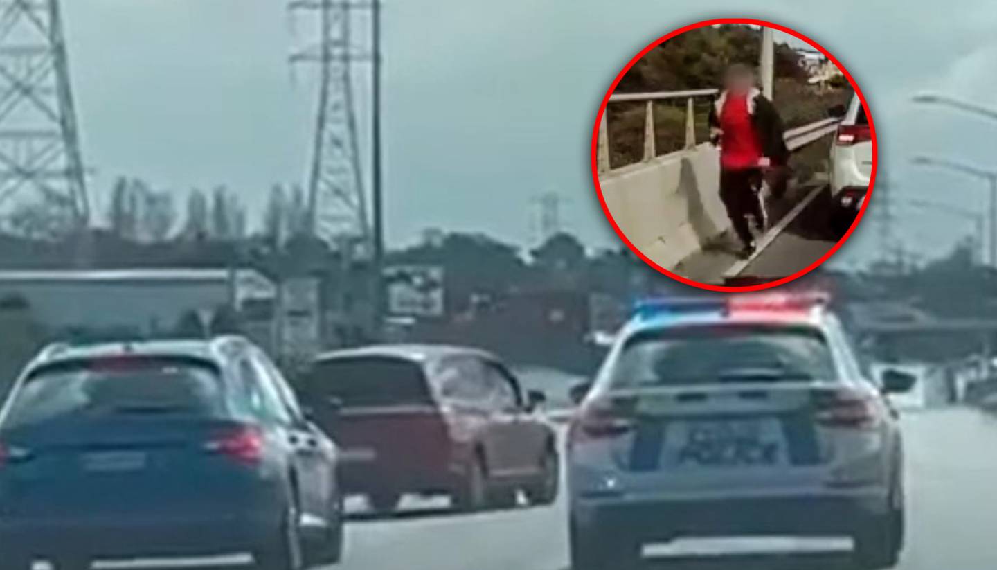 The moment a man armed with an air rifle allegedly took police on a car chase before attempting to carjack a truck. The alleged offender was then shot by police.