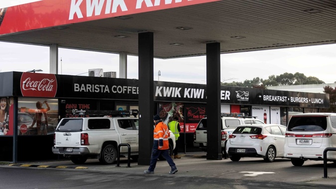 Thieves targeted Kwik Kiwi Diner in Christchurch this morning, making off with an entire cigarette cabinet. Photo / George Heard