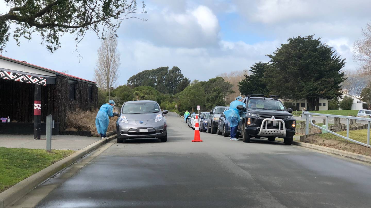 The Pages Rd testing centre in Christchurch on Friday. (Photo / Hamish Clark)