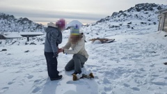 Mother and daughter on Whakapapa skifield. Police came onto the mountain to take the young girl away. Photo / Supplied