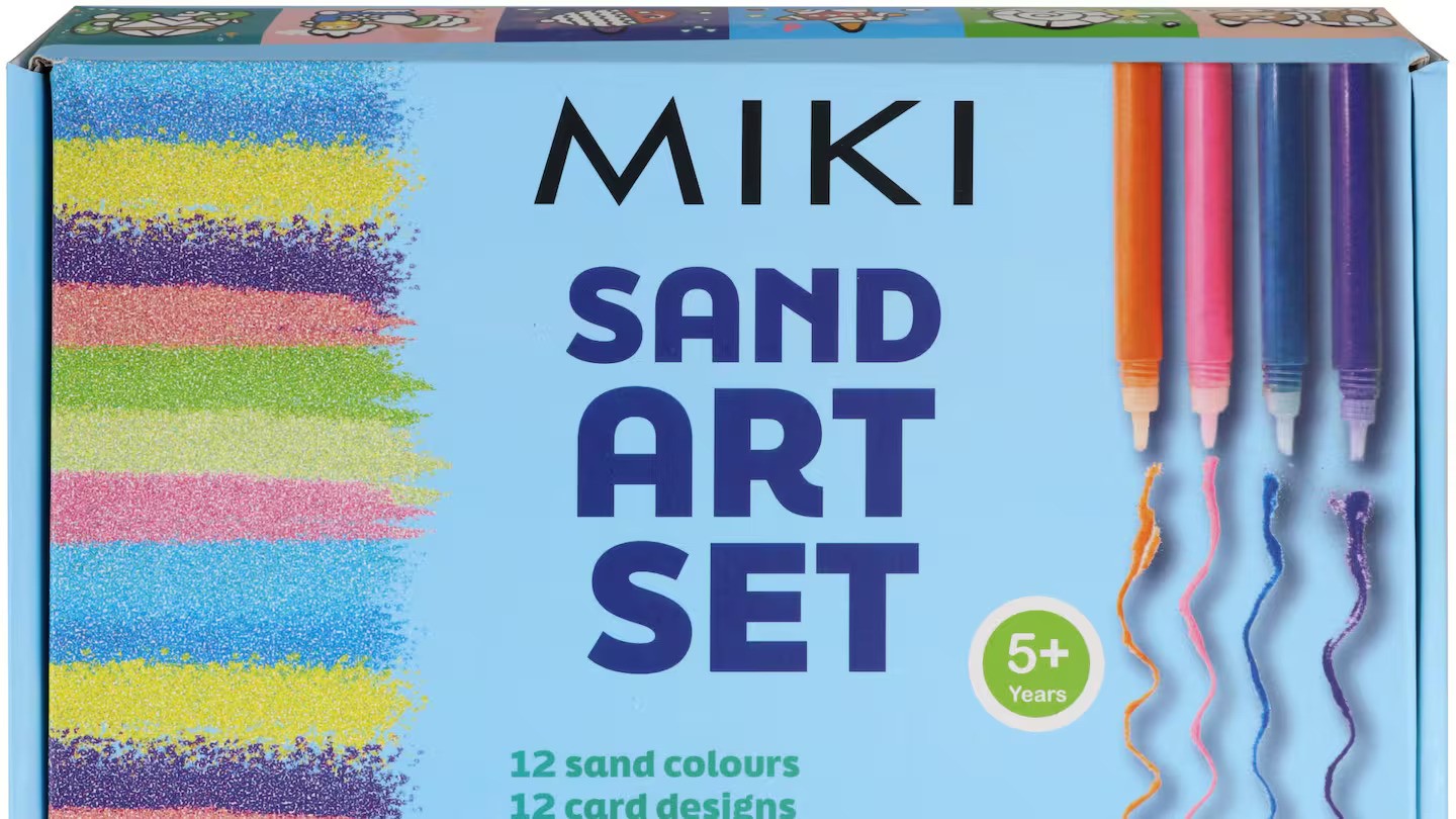 Miki Sand Art Sets are being recalled after unidentified mineral fibres that were consistent with asbestos were found during testing. Photo / Supplied