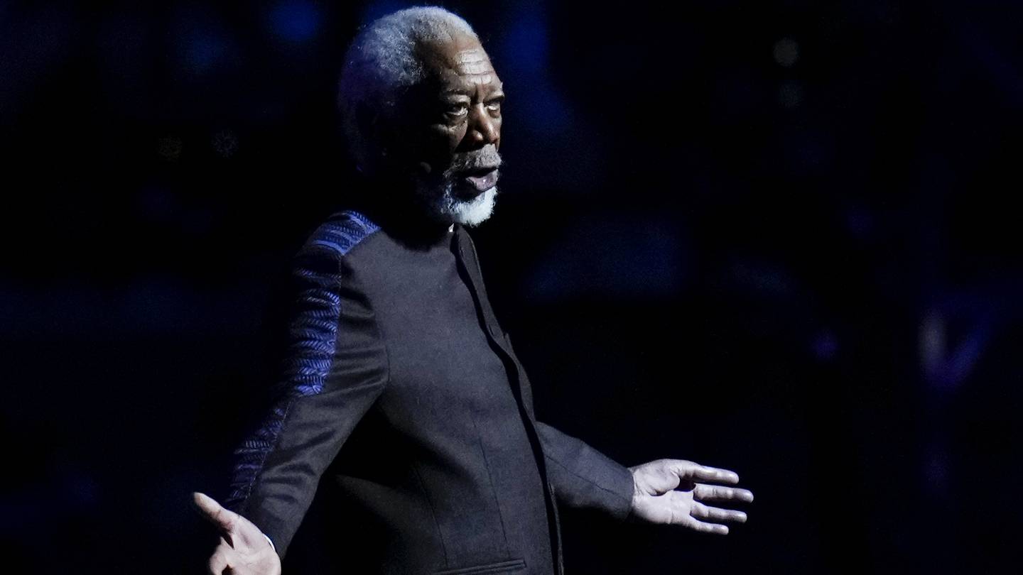 Actor Morgan Freeman speaks during the opening ceremony for the World Cup. Photo / AP