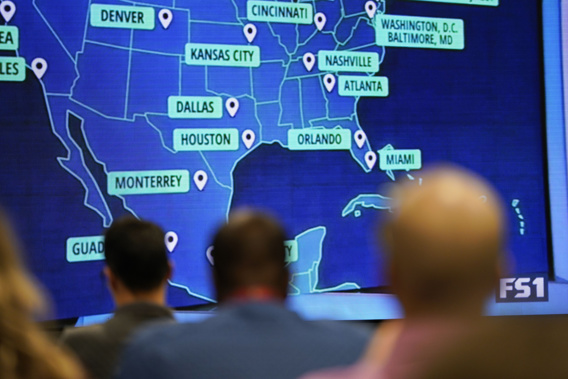 People wait and watch before FIFA announces the 2026 World Cup host cities. Photo / AP