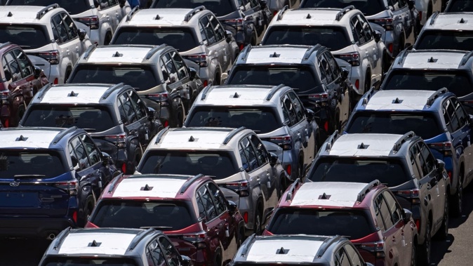 New vehicles are parked at Daikoku Pier in Yokohama, south of Tokyo. Japan, the European Union, Britain, Vietnam, Indonesia, and the Philippines have reached agreements with the US. Photo / AFP