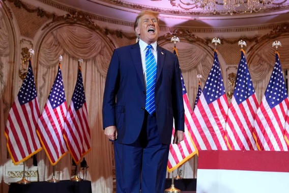 Republican presidential candidate former President Donald Trump arrives to speak at a Super Tuesday election night party. Photo / AP
