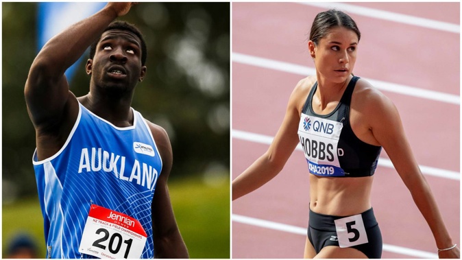 Kiwi sprinters Eddie Osei-Nketia and Zoe Hobbs. (Photos / Photosport)