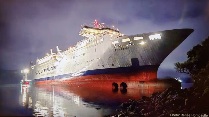 TAIC supplied photograph of the grounding of Interislander’s Aratere ferry.