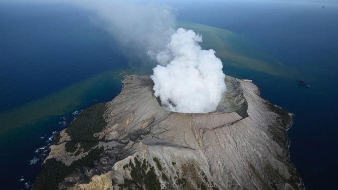 An aerial view of Whakaari/White Island after it erupted on December 9, 2019.