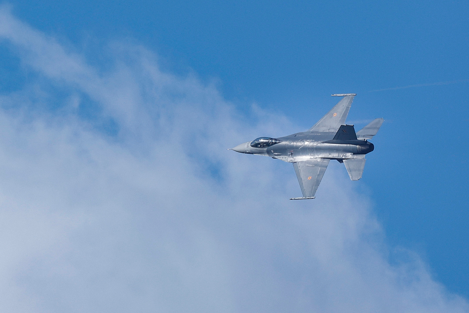 A Belgian F-16 jet fighter takes part in a NATO Air Nuclear drill. Photo / Getty Images via CNN