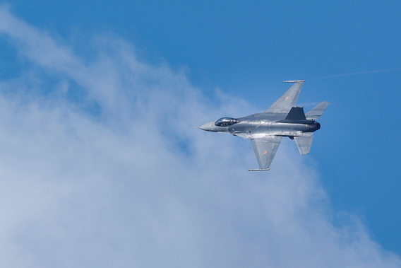 A Belgian F-16 jet fighter takes part in a NATO Air Nuclear drill. Photo / Getty Images via CNN