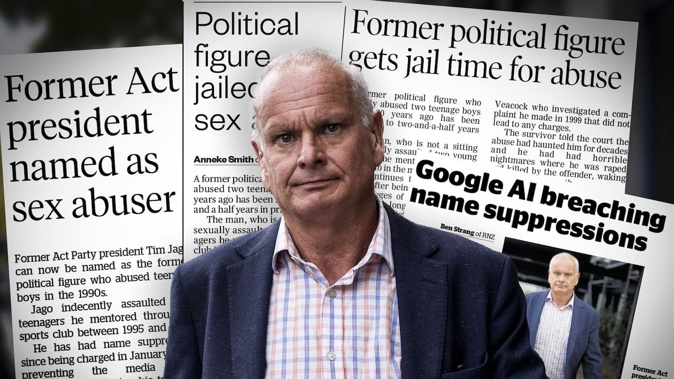 Former Act Party president Tim Jago kept his name suppression throughout his trial for indecent assault. Composite photo / NZME