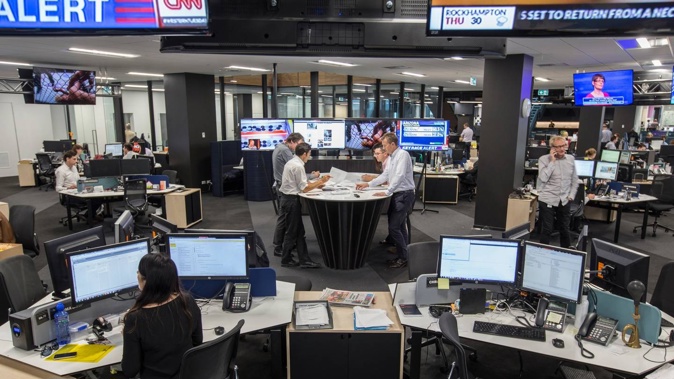 The NZ Herald newsroom in action. Photo / Greg Bowker