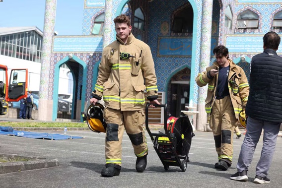 Imam Reza mosque in New Lynn, Auckland, suffered an attack and damage with fire and police on site. Photos / Mike Scott