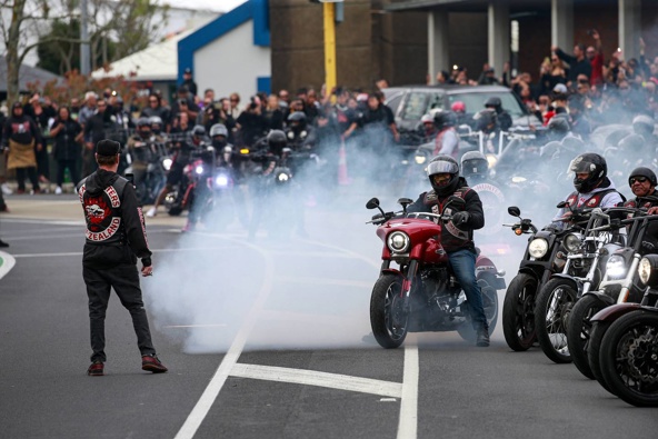 More than 300 mourners attended the funeral of Taranaki Fuimaono, a Head Hunters gang member who died shortly after being taken into police custody. Photo / Alex Burton