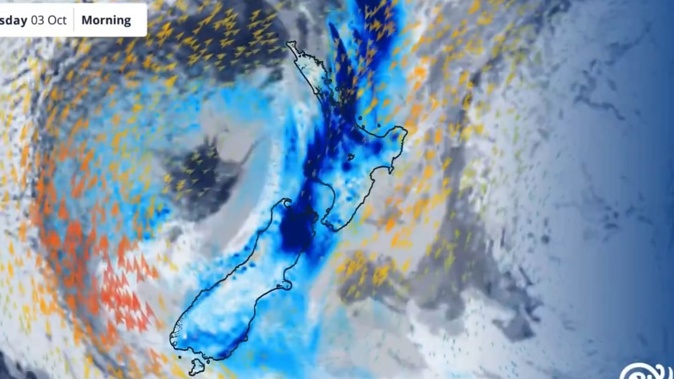 A radar image shared by MetService shows rain across most of the country on Thursday morning.
