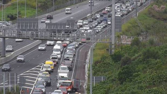 The blocked motorway. Photo / via NZTA